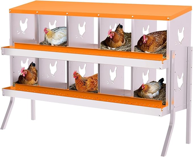 Nesting Boxes for Chickens - 10-Hole Premium Laying Boxes for Hens | Features Anti-Peck Design, Protecting Eggs & Space-Saving Style | Durable Nesting Box for Easy Egg Collection and Happy Hens
