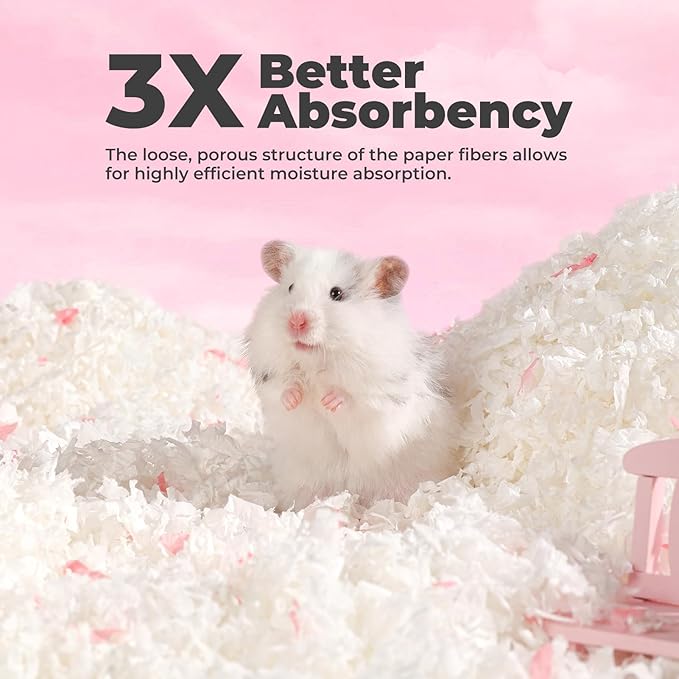 mini&moe Hamster Bedding: Odor Control and Dust-Free Moisture Absorbent Natural Paper Small Pet Bedding - for Guinea Pigs, Hamsters, and Rabbits, 12 Liters