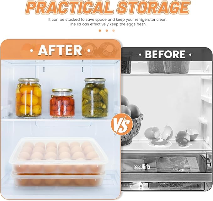 2 Pack Deviled Egg Trays,Stackable Plastic Egg Holder for 48 Eggs,Clear Egg Storage Containers for Fridge,Keep Fresh,Easter,Thanksgiving Day Party Kitchen Supplies