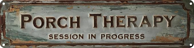 Porch Therapy Metal Sign 4x16in Rustic Boho Plaque for Cabin Porch Yard House Wall Decor Funny Outdoor Art