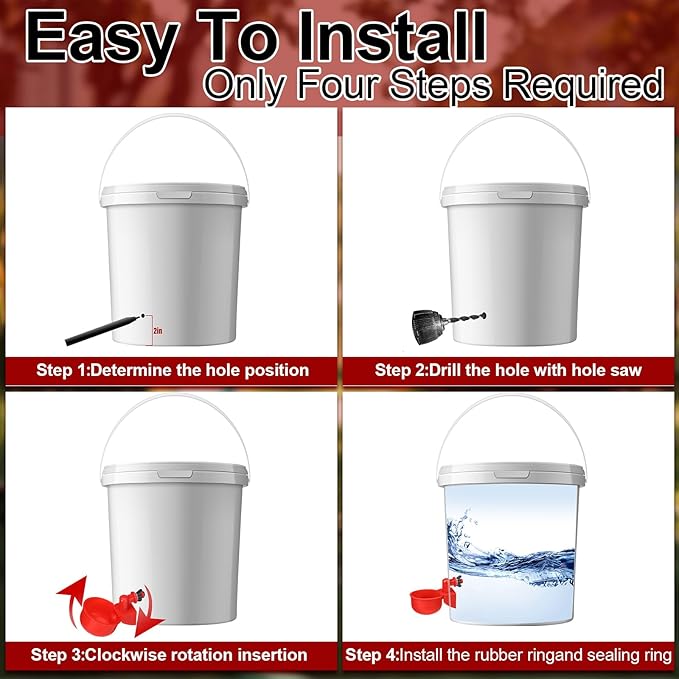25 Sets Chicken Feeder and Water Cup Kit, Quail & Chick Port Feeder and Automatic Chicken Waterer with Hole Opener, Drill, DIY Waterer for Various Poultry