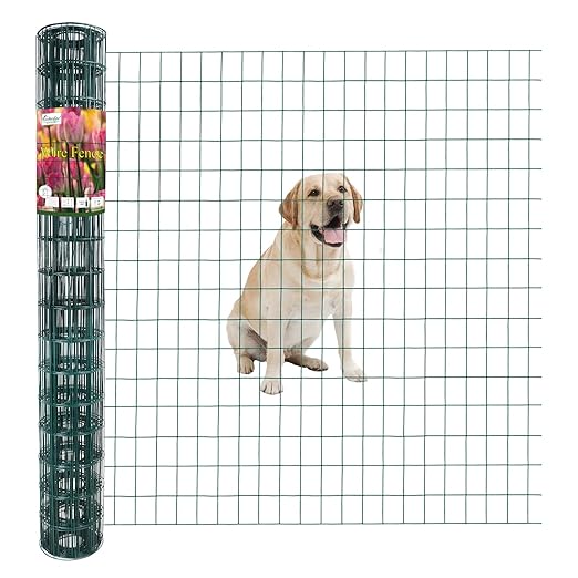 Green PVC Coated Welded Wire Fence 48 Inch x 25 Foot, 2 Inch x 3 Inch 16GA, Garden Border Fencing Roll Vinyl Coating Metal Wire Mesh for Yard Vegetable Plant Protection Poultry Netting
