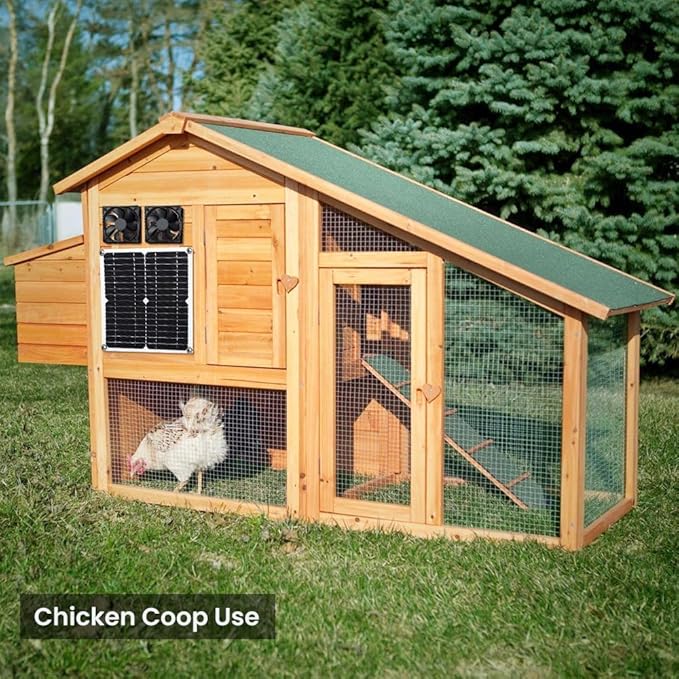 SUNYIMA 12W Solar Fan, IP65 Waterproof Solar Exhaust Fan for Chicken Coops, Greenhouses, Sheds, Pet Houses & Window Venting (Dual Fan)
