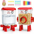 Large Chicken Feeder and Waterer Set 3.1 Gallon/26.4 Pounds, Automatic Chicken Waterer with 4 Cups & 3 Feeder Ports No Waste Poultry Feeders & Waterers, Chicken Coop Accessories for Hens/Poult