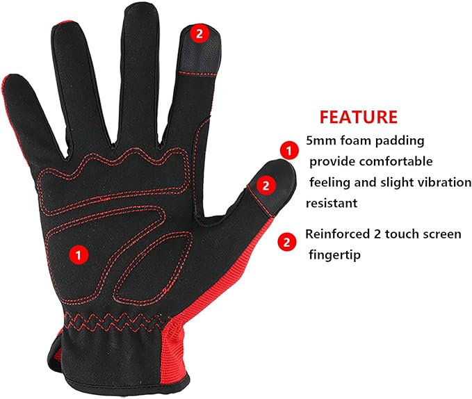 High Performance Work Gloves For Men(12 Pairs Pack), High Dexterity Touch Screen For Multipurpose,Excellent Grip (Medium)