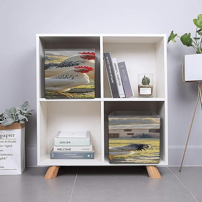 Chickens And Farm Cube Storage Bin Collapsible Storage Bins Large Capacity Fabric Storage Box Cubes Organizer with Dual Handles Baskets for Organizing Clothes Blankets