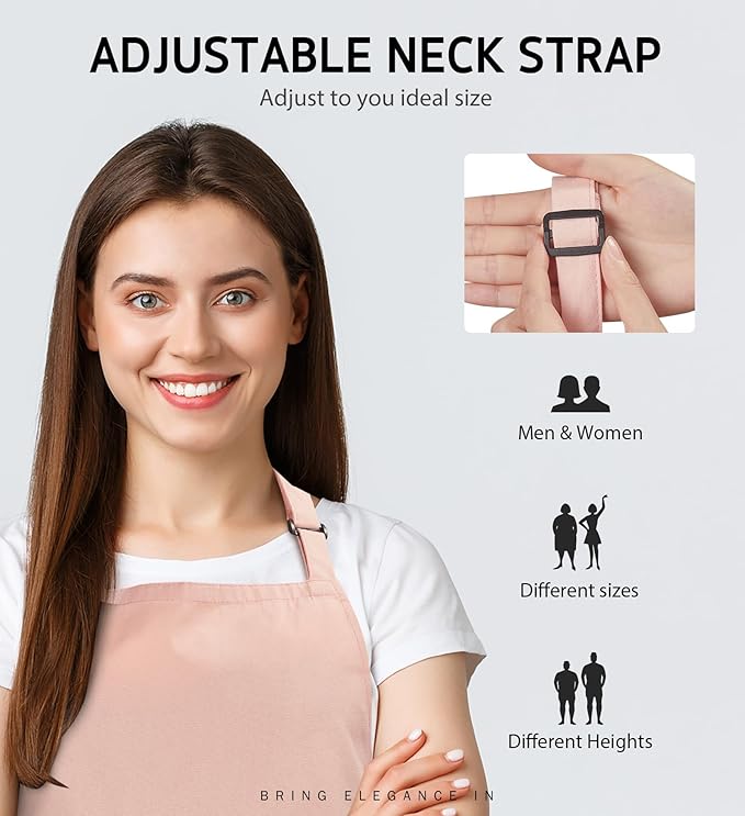 Syntus Adjustable Bib Apron with 2 Pockets Cooking Kitchen Aprons for Women Men Chef