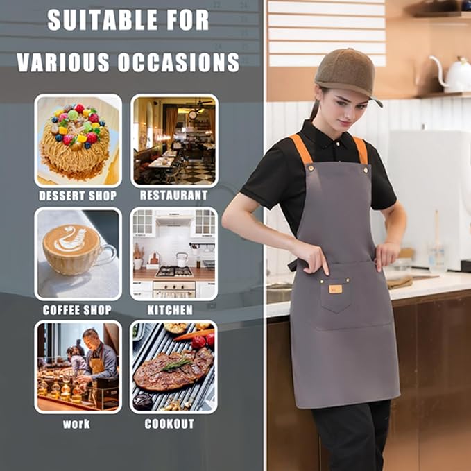 Chef's Aprons,kitchen work apron,with pockets,waterproof,suitable for gardening,painting,barbecue,artists,carpenters