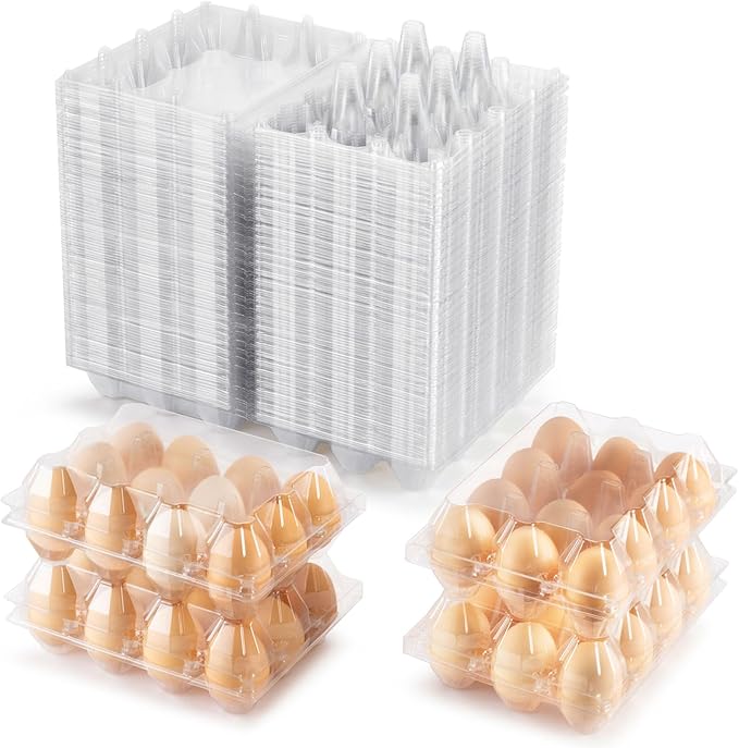 120 Packs Plastic Clear Egg Carton，Egg Cartons 3 * 4Grids，Cear Egg Carton for Perfect for Refrigerator Chicken Farm Markets