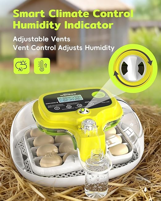 Incubators for Hatching Eggs, 16 Eggs Incubator with Auto Water Refill, Automatic Turner, Digital Temperature Control & Humidity Display and Led Candler, Poultry Hatcher for Chicken, Duck, Quail