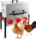 50LB Large Automatic Chicken Feeder Galvanized Metal Chicken Feeders with 8 Feeding Ports No Waste Outdoor Poultry Feeder with Adjustable Height Legs and Locking Lid for Chickens and Ducks