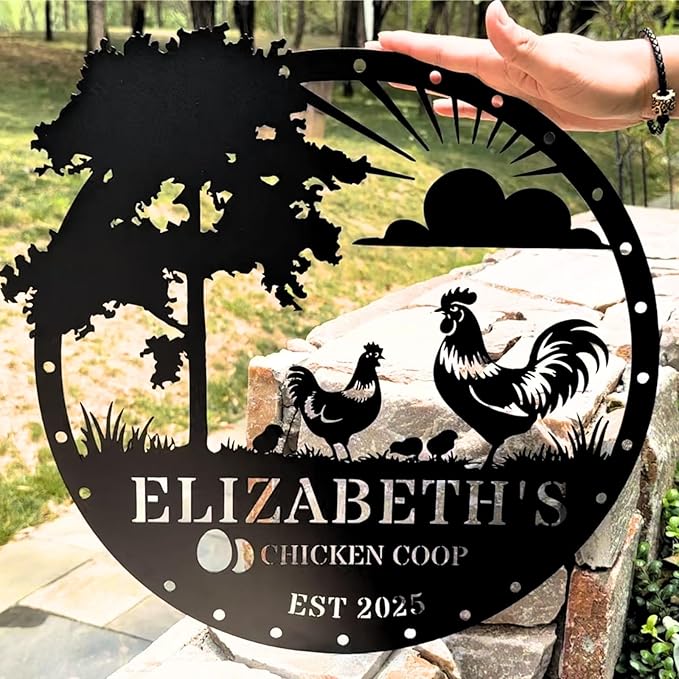 Personalized Chicken Coop Metal Sign, Rustic Farmhouse Wall Decor, Custom Hen House Sign, Handmade Gift for Chicken Lovers