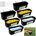 6 PCS Black Goat Feeder Hanging Pig Feeder with Clips 5 Quart Chicken Feeder Trough Poultry Feeder Hanging Goat Mineral Feeder Chicken Coop Feeder and Waters for Livestock, Pets, Poultry