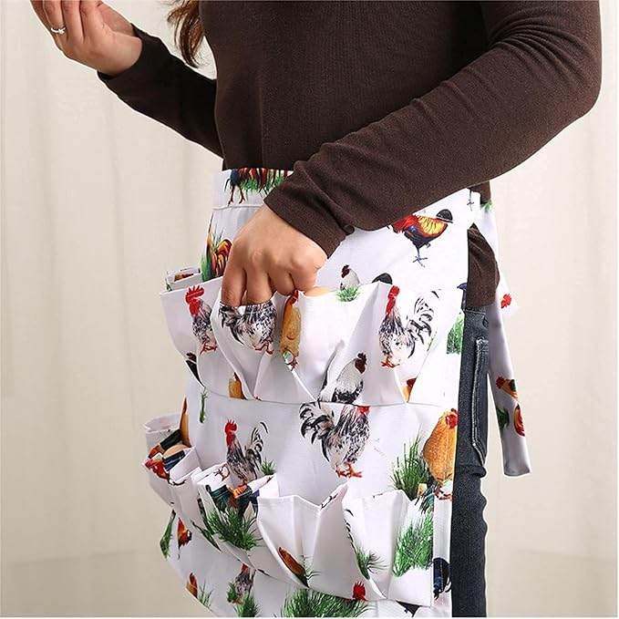 12 Pockets Egg Apron for Women, Farm Fresh Eggs Apron for Eggs Collecting,Chicken Egg Gathering Pocket
