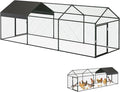 Large Metal Chicken Coop Run with Cover, 120"×40"×40" Portable Poultry Cage Walk in Hen House for Outdoor Chicken Rabbit Duck,Backyard Farm Animal Enclosure Crate Black