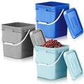 Mumufy 3 Pcs 3.5 Gallon Square Food Grade Bucket with Lid Square Bucket Pail Plastic Handles for Long Term Food Storage, Camping, Fishing, Home Organization Easy Stack and Store (Aqua,Gray,Blue)