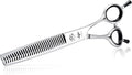 PURPLRBIRD 7 Inch Straight Dog Grooming Scissors Pet Thinning Texturizing Shears Professional Safety Blunt Tip Trimming Shearing for Dogs Cats Face Paws Limbs Japanese Stainless Steel Silver