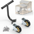 Flehomo Chicken Coop Wheels Kit, 2 Pack 4" Caster Wheels and A Lifting Handle for Easy Movement, Chicken Tractor Wheel Kit for Portable Chicken Coop Accessories Replacement or DIY