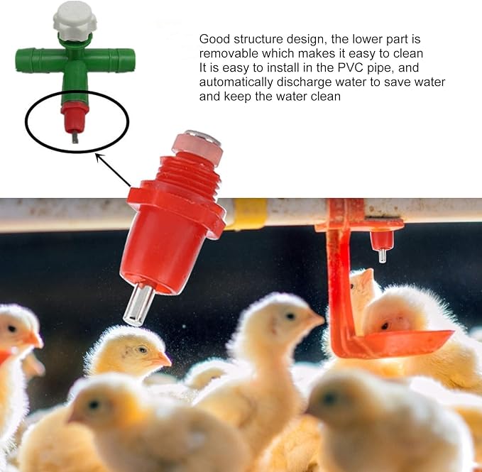 Chicken Waterer Nipples, 100Pcs Automatic Chicken Waterer Poultry Waterer Poultry Drinking Nipples Chicken Water Feeder Water Saving Outdoor Poultry Watering System