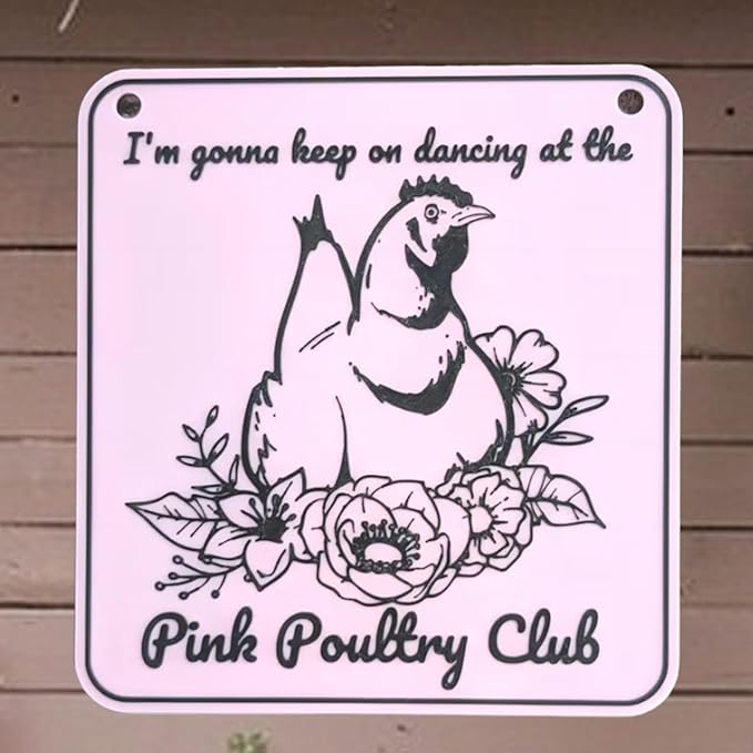 Pink Chicken Coop Sign, Funny Hen Decor Poultry Club for Yard or Barn, Chicken Coop Accessories, Chicken Decor for Country Farm