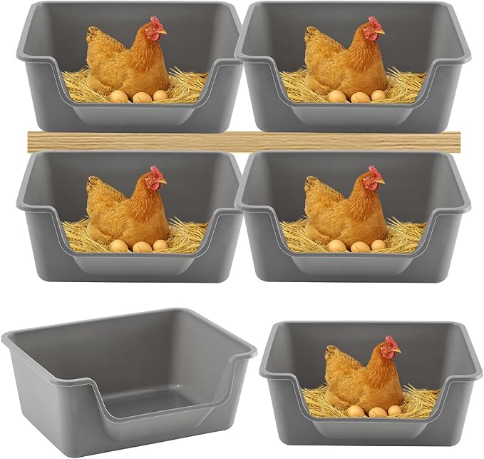 6 Pcs Washable Chicken Nesting Box, Floor Durable Chicken Coop Accessories Easy Clean Plastic Square for Hens Ducks and Poultry for Egg Collection Backyard