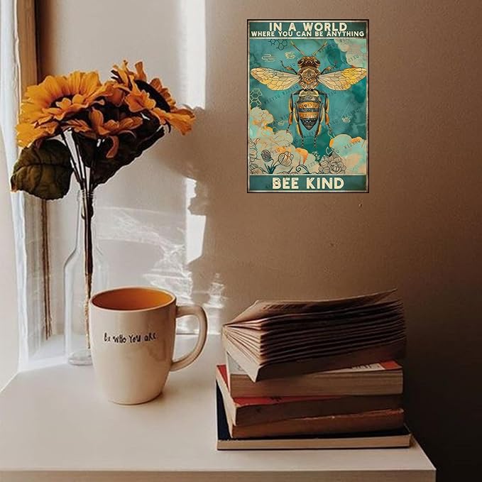 Metal Signs In A World Where You Can Be Anything Bee Kind Vintage Sign Retro Aluminum Sign for Home Office Kitchen Bar Cafe Garden Wall Decor 12x8 Inch