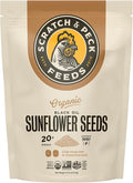 Scratch and Peck Black Oil Sunflower Seeds Chicken and Duck Treat - 7 lbs Bag - 15% Protein, Certified Organic and Non-GMO Project Verified Chicken Food