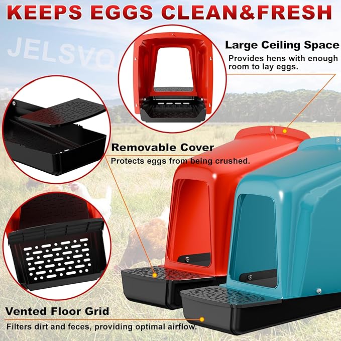 Roll Away Chicken Nesting Box with Egg Holder Tray, Plastic Hen Laying Box for Chicken Coop, Automatic Egg Collection Nest Box, Wall Mounted Nesting Boxes for Chickens, Easy Clean - Green 8 Pack