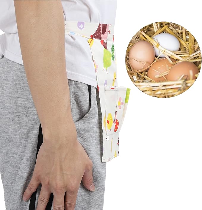 Eggs Collecting Apron, Cotton Twill, Multiple Pockets, Durable and Machine Washable - Protective and Practical, Ideal for Cooking Women Apron and Farm Use (S)