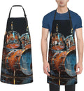 Kitchen Aprons for Men Women Waterproof Apron with 2 Pockets Cool Steampunk Gears Apron Adjustable Bib Aprons