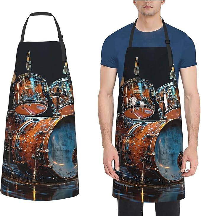 Kitchen Aprons for Men Women Waterproof Apron with 2 Pockets Cool Steampunk Gears Apron Adjustable Bib Aprons