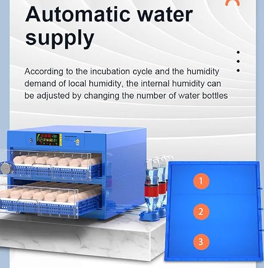 Automatic Incubator for Hatching Eggs, Upgrade Automatic Water Adding, Chicken Incubator with Temperature and Humidity Control Chicken Egg lamp for Hatching Chicken Duck Quail Eggs, 192 Eggs