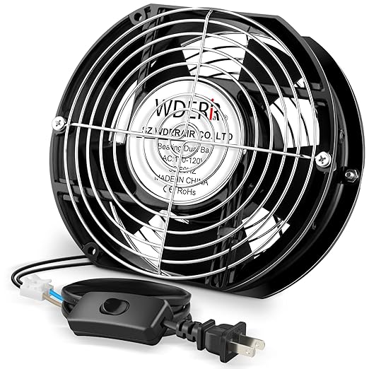 High Speed Axial Muffin Fan 172mm x 150mm x 51mm with Switch 110V 120V for DIY Cooling Ventilation Exhaust Projects for Chicken Coop、Crawl Space、Industrial、Doorway 、Server
