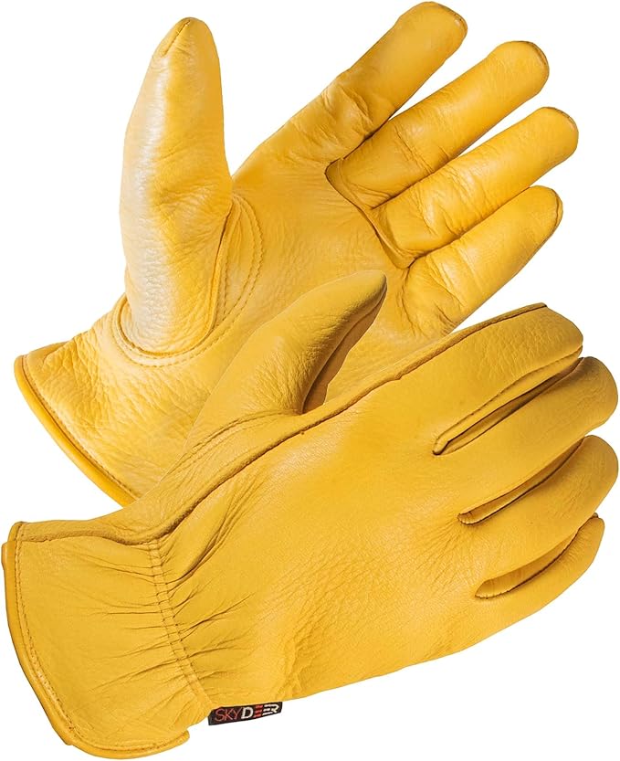 SKYDEER Full Grain Deerskin Leather Gloves for Men and Women, Extra Soft and Hands Protection, 3D Ergonomic Design (SD2210)