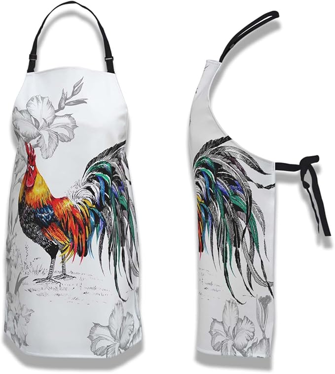 BBQ Aprons for Men Watercolor Pattern with Roosters Women Apron for Kitchen Cooking Restaurant Painting Crafting Gardening 27” (W) x 31” (H), Waterproof Apron