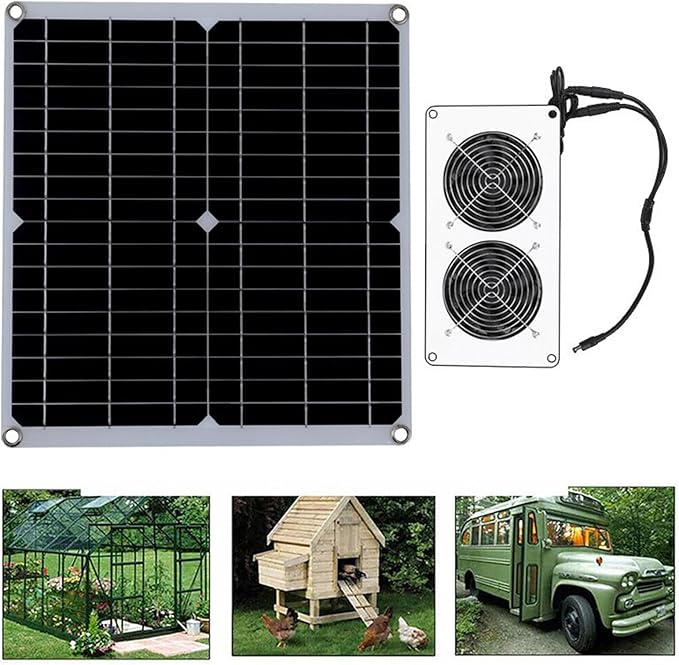 Easy Install Solar Powered Fan Heat Reduction Strong Air Movement Metal for Motorhomes Yachts Poultry & Pet Houses Solar Fan