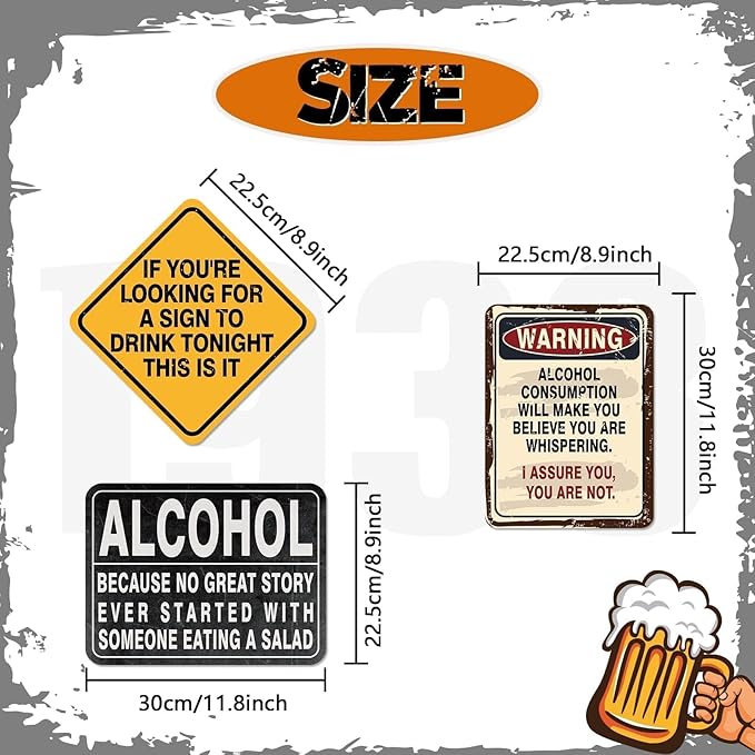 WERNNSAl Beer Party Decorations - 9 PCS Vintage Beer Birthday Decorations for Men Women Cheers and Beers Party Decorations Funny Alcohol Party Signs for Home Bar Man Cave Wall Decor