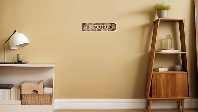 Vintage Tin The Goat Barn Sign Retro Metal Sign Suitable For Home Farm And Sheep Shed - Multi-Purpose Metal Sign For Indoor/Outdoor Use Plaque 4x16 Inch