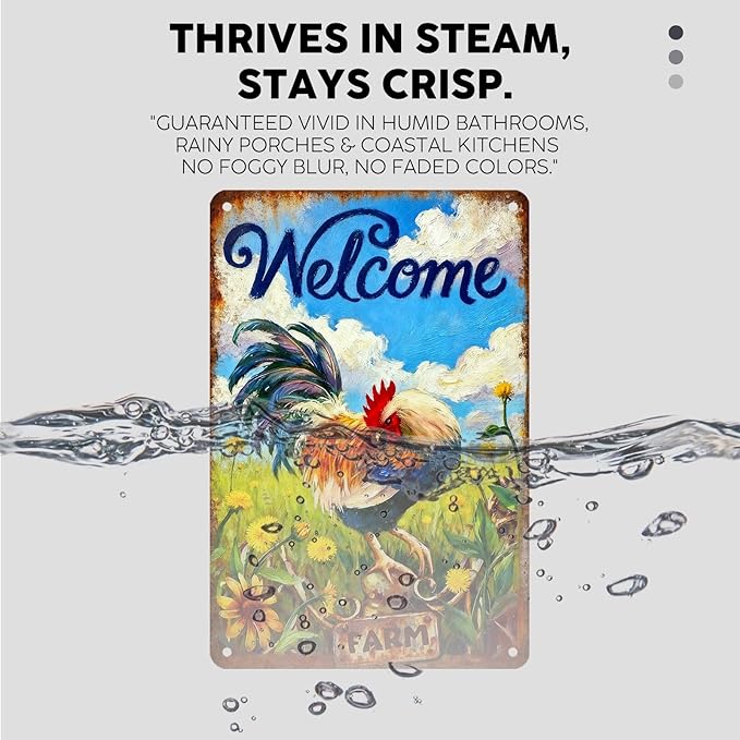Vintage Chicken Tin Sign Welcome Retro Coop Metal Sign Funny Chicken Lovers Nostalgic Rustic Wall Decor For Home Farmhouse Poultry House Farm Outdoor Yard Bedroom 12 * 8In