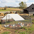 Large Metal Chicken Coop, Large Chicken Run, Walk-in Poultry Cage with Waterproof and Anti-Ultraviolet Cover for Outdoor Yard Farm Use (9.8' L x 13.1' W x 6.6' H)