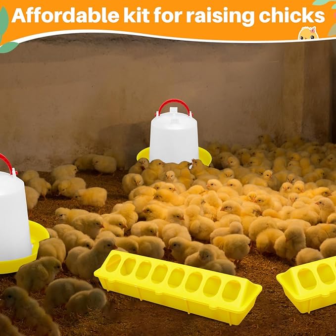 12 Pack Chicken Feeder and Waterer Set Bird Small Poultry Feeder Flip Top Bird Small Poultry Feeding for Pigeon Chick Drinker Duckling Quail Feeding Dispenser(1 L,Yellow)