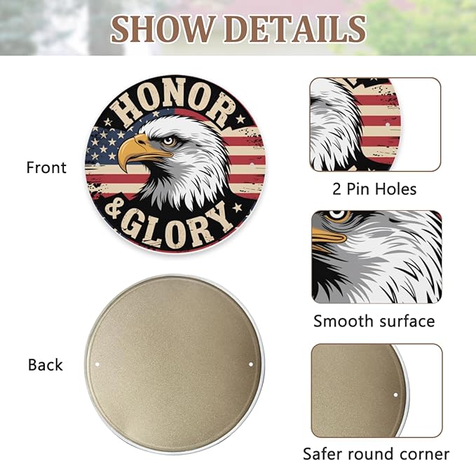 2026 United States 250th Anniversary Round Metal Sign, Home Decor Metal Wall Signs 250th Anniversary USA, 250 Patriotic American Flag Decorative Signs, Gift for US Citizens, Hanging Wall Decor