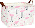 Flamingo Pink Basket Nursery Girl Baby Storage Basket Rectangular Cute Pattern Kids Toy Storage Bin Organizer Book Shelf Basket Baby Girls Flamingo Room Decor(Love Flamingo)