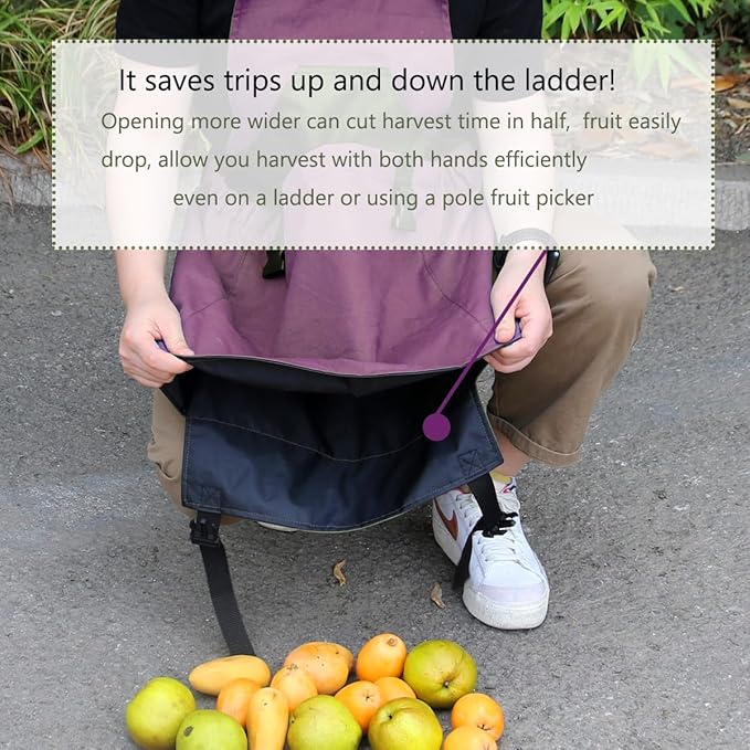 FCOUIID Harvest Apple Picking Bag - Waterproof 600D Fruit Storage Apron Pouch for Outdoor Orchard, Farm, Garden, Heavy Duty
