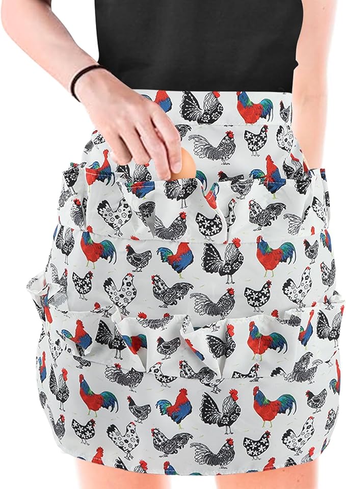 Egg Apron,Egg Collecting Apron Polyester,12 Pockets Egg Apron for Fresh Eggs,Egg Gathering Apron for Chicken Duck Goose Eggs
