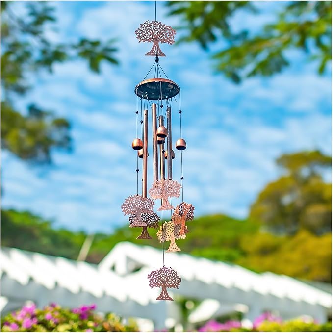 Tree of Life Wind Chimes Outdoor Tree of Life Gifts for Women Men Mom Gardening Birthday Gifts Metal Memorial WindChimes for Outside/Indoors, Lawn, Patio, Yard Art, Garden Decor, Yard Decorations