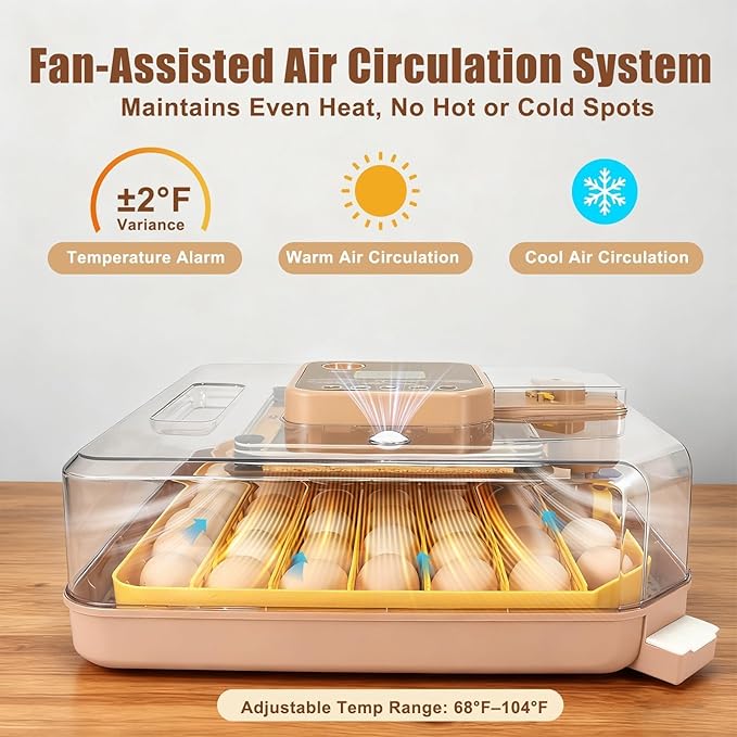 Nest IV - 48 Egg Incubator for Breeders, Fully Automated, Accurate Humidity & Temp Control, Chick Separator, Flexible Egg Spacing, Custom Incubation Days, Auto Turning & Auto Stop, Easy Monitoring