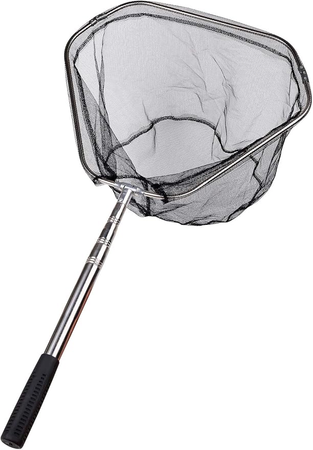 RESTCLOUD Fishing Landing Net with Telescoping Pole Handle, Fishing net Freshwater for Kids Men Women, Extend to 40-63 Inches