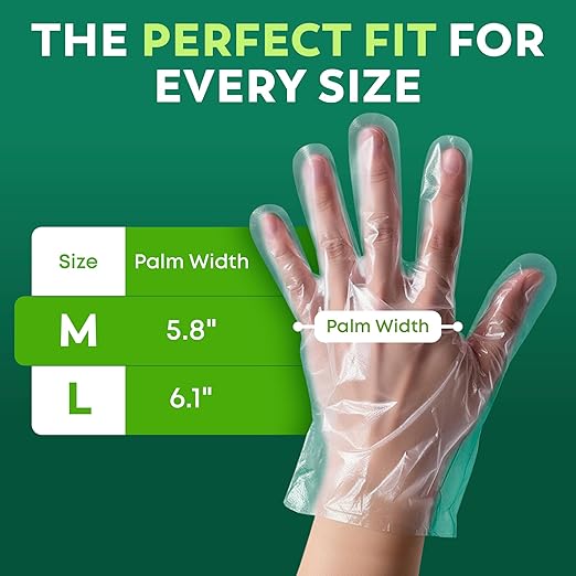Keppi 600 Pack Disposable Gloves Medium – Food Safe, Clear, Plastic. Perfect for Cooking, Food Prep, Cleaning & Serving – BPA & Latex Free, Food-safe Single-Use HDPE Gloves