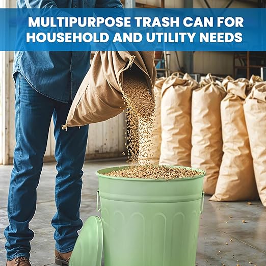 Plexon 20 Gallon Metal Trash Can and 13 Gallon Metal Trash Cans with Lids Outdoor Garbage Cans Heavy Duty Galvanized Buckets with Lids for Garage Workshop Ash Storage Farmhouse, Bundle